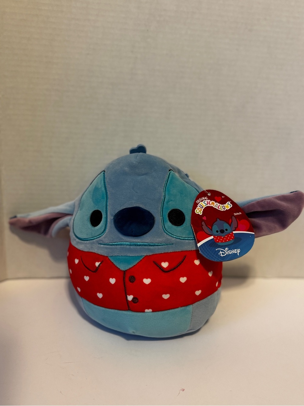 Squishmallows Disney Stitch Plush - Light Blue with Red Heart Shirt